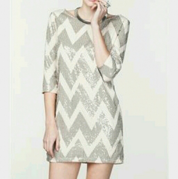 MUSTARD SEED Chevron Sequence Shift Dress. NWT - Picture 3 of 5